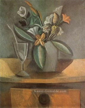 Pablo Picasso Werke - Vase fleurs verre vin et cuillere 1908 kubist Pablo Picasso